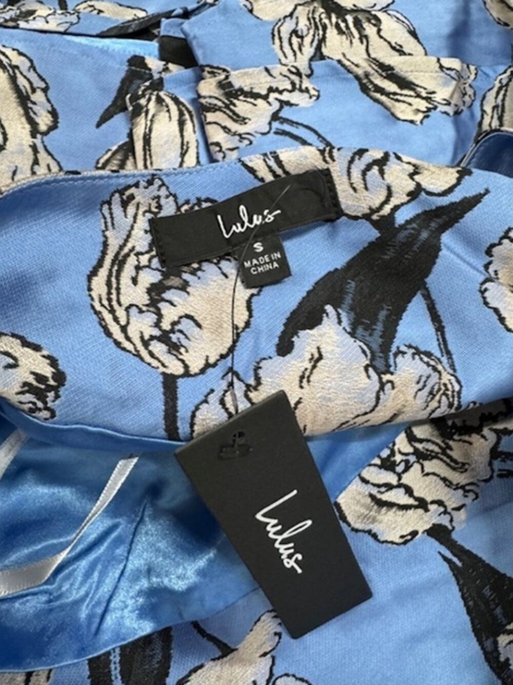 NWT Lulus Exquisite Elegance Blue Jacquard One-Shoulder Maxi Dress (size S) - Picture 8 of 10